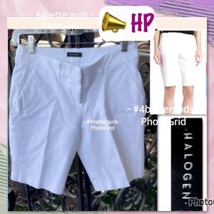 Halogen Neutral Cotton Stretch Bermuda White Short Size 4P 4 Petite